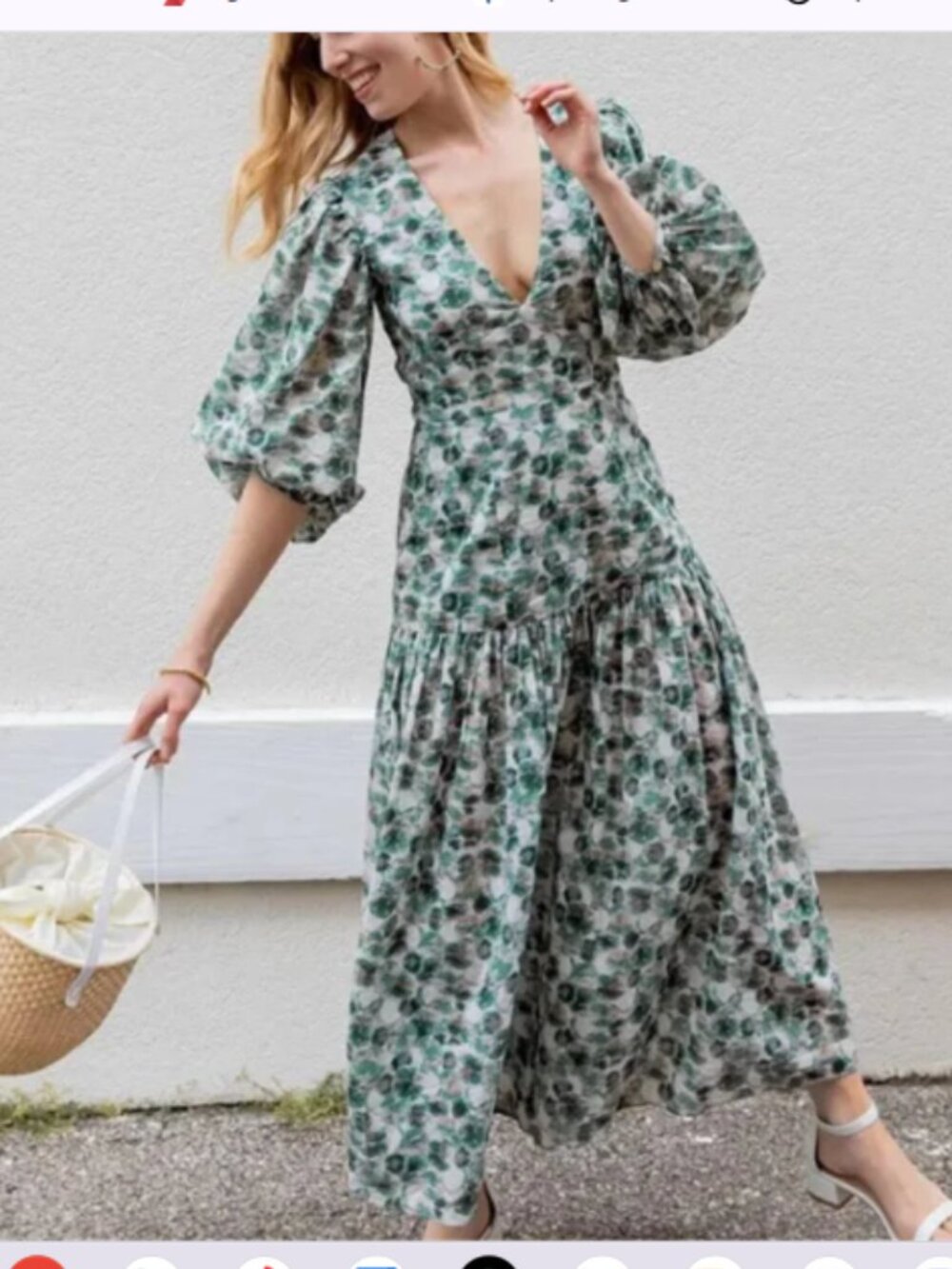 Marysia Resort Imperialis Dress Maxi Boho Drop Waist Green Floral Print Sz XS